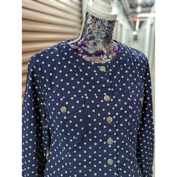Vintage Appleseed's Petite PXL Blue Polkadot Button Jacket - Picture 5 of 7